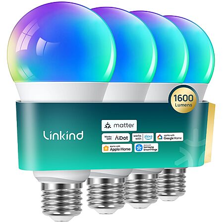4-ct Linkind Matter Smart Color-Changing A21 E26 Wi-Fi LED Bulbs w/ Music Sync $20 + Free S&H