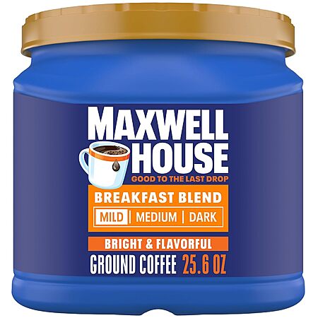 Select Accts: 25.6-Oz Maxwell House Ground Coffee (Breakfast Blend, Mild Roast) $5.10 w/ S&S