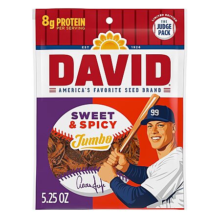 Select Accts: 5.25-Oz DAVID The Judge Pack Jumbo Sunflower Seeds (Sweet & Spicy) $1.75 w/ S&S