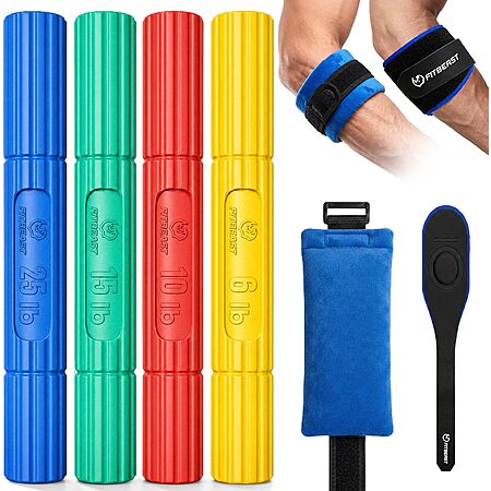 FitBeast Elbow Recovery Kit w/ 4-Level Flex Therapy Bars, Elbow Brace & More $20 + Free S&H