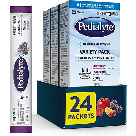3-Pk 8-Ct 0.3-Oz Pedialyte Electrolyte Powder Packets (Variety Pack) $9.75 w/ S&S