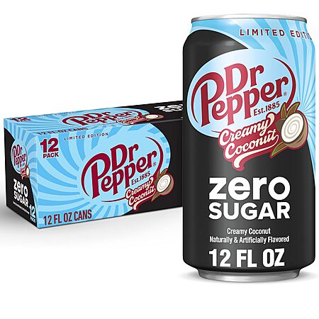 12-Pk 12-Oz Dr Pepper Zero Sugar Soda (Creamy Coconut) 3 for $15