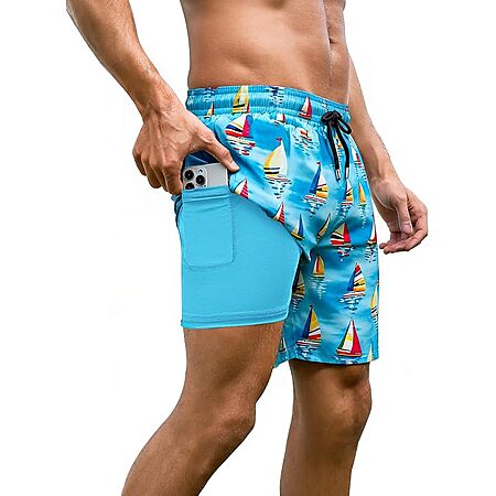 Arolina Men's 7" Quick Dry Swim Trunks w/ Compression Liner (Various) $9