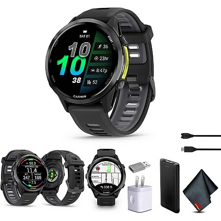 47mm Garmin Forerunner 970 Running Smartwatch (Carbon Gray) w/ P-Bank ...