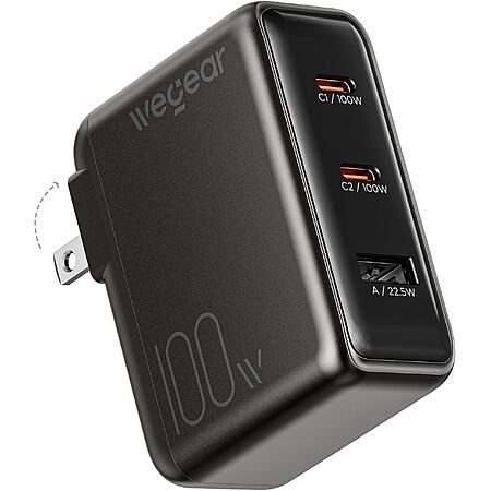 3-Port wegear 100W GaN USB-C Wall Charger w/ Foldable Plug (2x USB-C, 1x USB-A) $20 + Free S&H