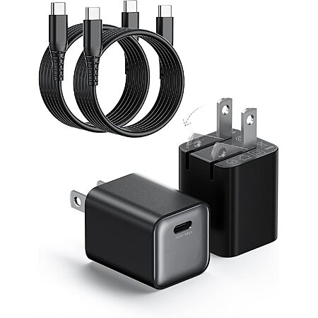 2-Pk Wegear 30W USB-C GaN III Wall Charger Block & Cable (Black or White) $10