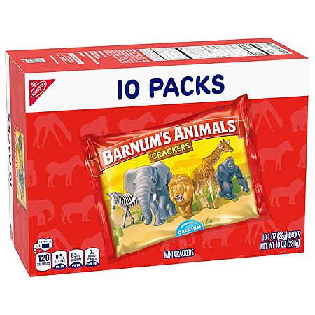 10-Ct 1-Oz BARNUM'S Original Animal Crackers Snack Packs $3 w/ S&S