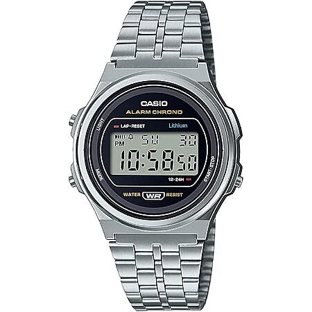 37.7mm Casio Vintage Stainless Steel Watch w/ LED Illumination & Stopwatch