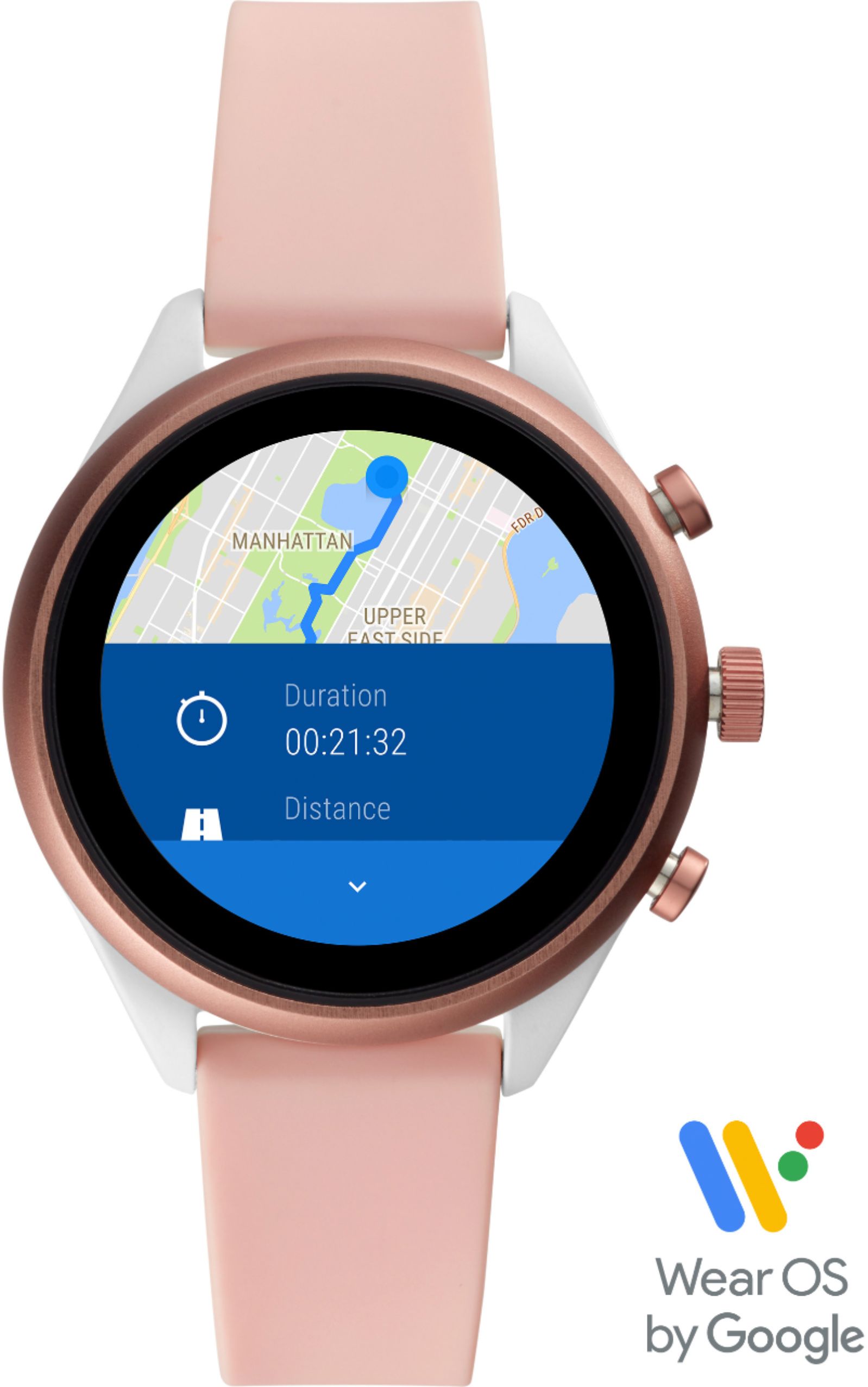 Fossil - Sport Smartwatch 41mm Aluminum - Blush with Blush Silicone Band - $99 + FS @Bestbuy