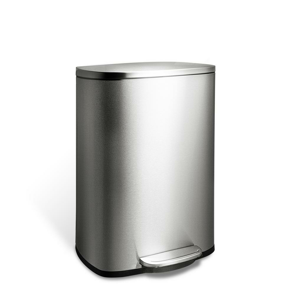 HDX 50L Stainless Steel Rectangle Step-On Trashcan-TS50SGH001 - The Home Depot $34.88 $34.88