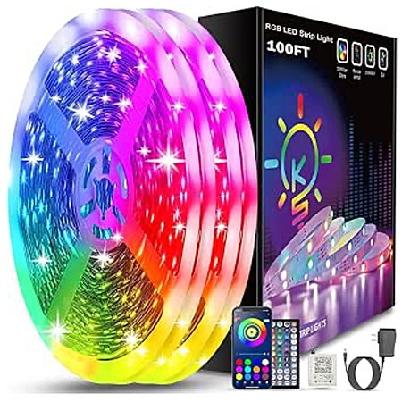 2-Pack 50' Keepsmile RGB LED Strip Lights w/ Bluetooth Smart App Control $10 