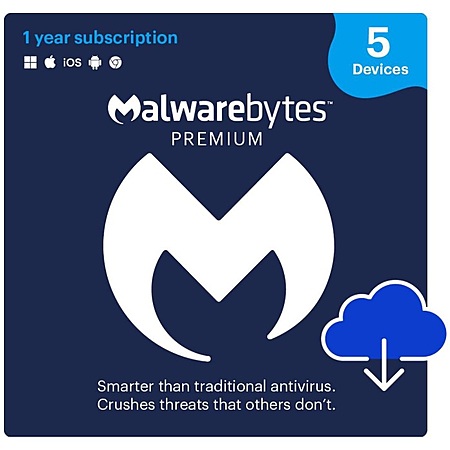 1-Year Malwarebytes Premium (5-Device, Digital Download) $25
