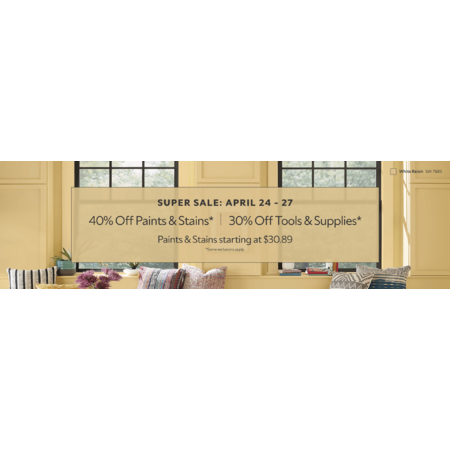 Sherwin-Williams: Paint Supplies 30% Off, Paints & Stains