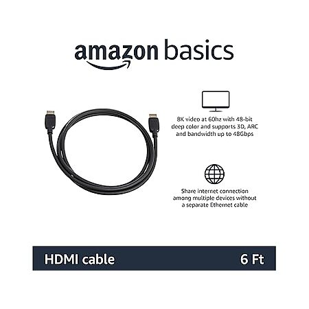 80-Pk 6' Amazon Basics HDMI 2.1 48Gbps Cables