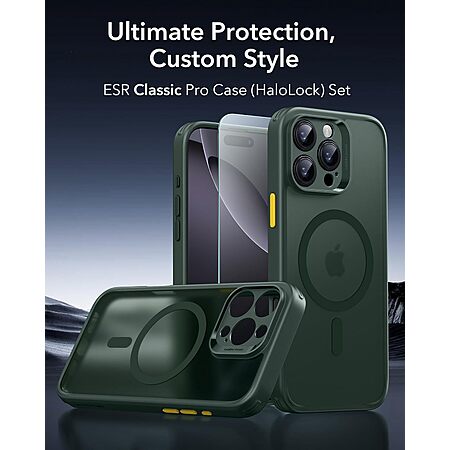 ESR for iPhone 16 Pro Max Translucent Matte Case + Screen Protector (Green) $4