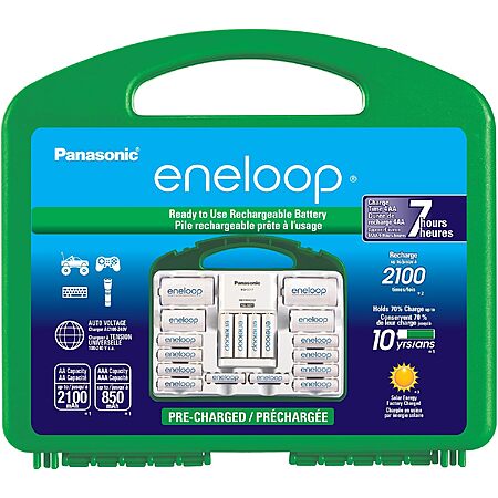 Panasonic eneloop Super Power Pack w/ 12x AA, 4x AAA, 2x C & D Adapters $45.50 + Free S&H