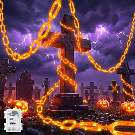 Brightown Halloween String Lights Battery Operated, 10Ft Orange Lights
