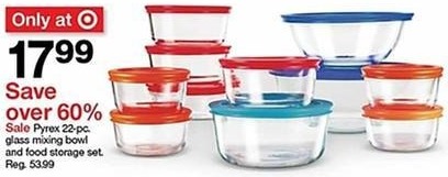 Target Black Friday: Pyrex 22-Piece Glass Mixing Bowl and Food Storage Set for $17.99