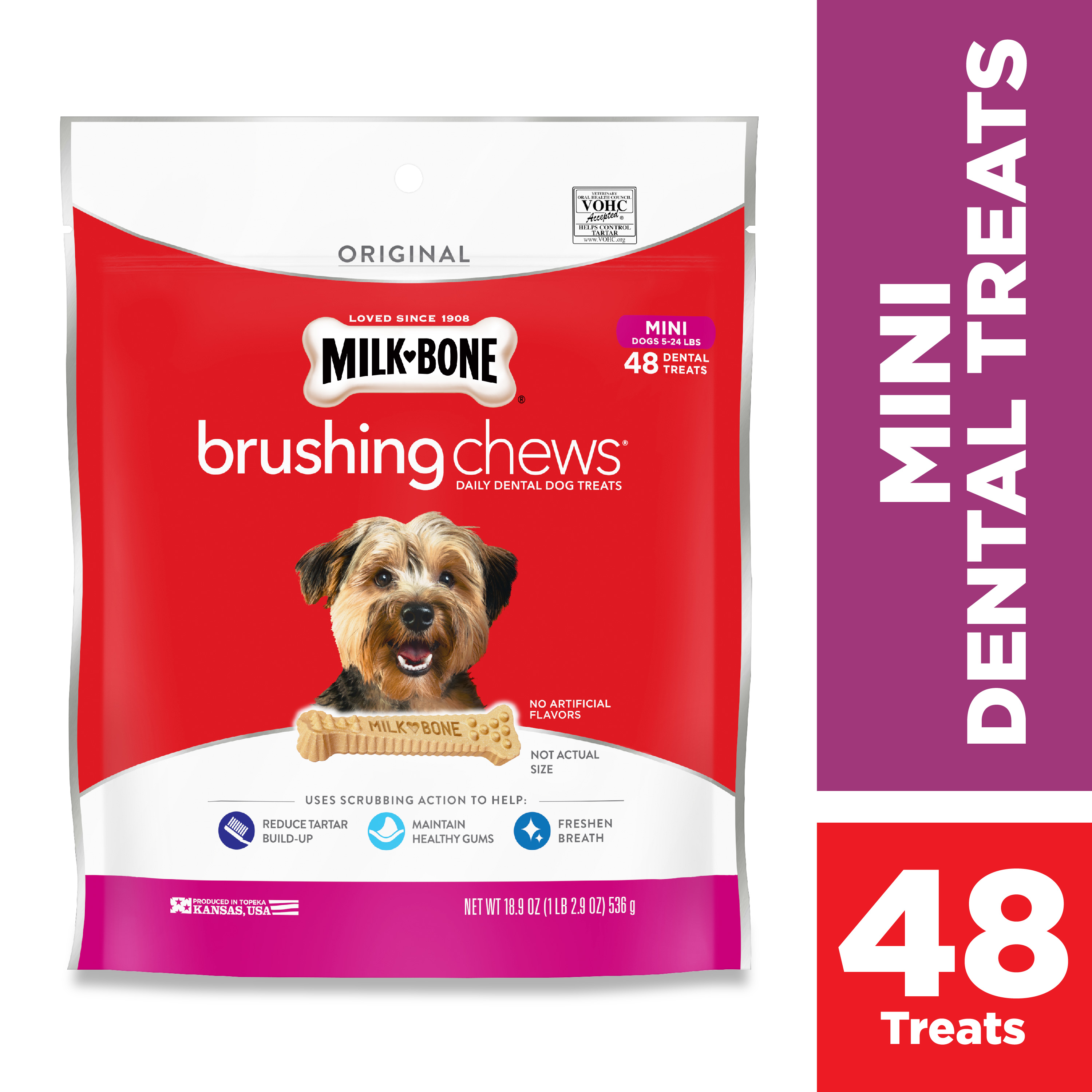 Milk Bone Brushing Chews Dental Dog Treat - Size Mini, 48ct $4.48