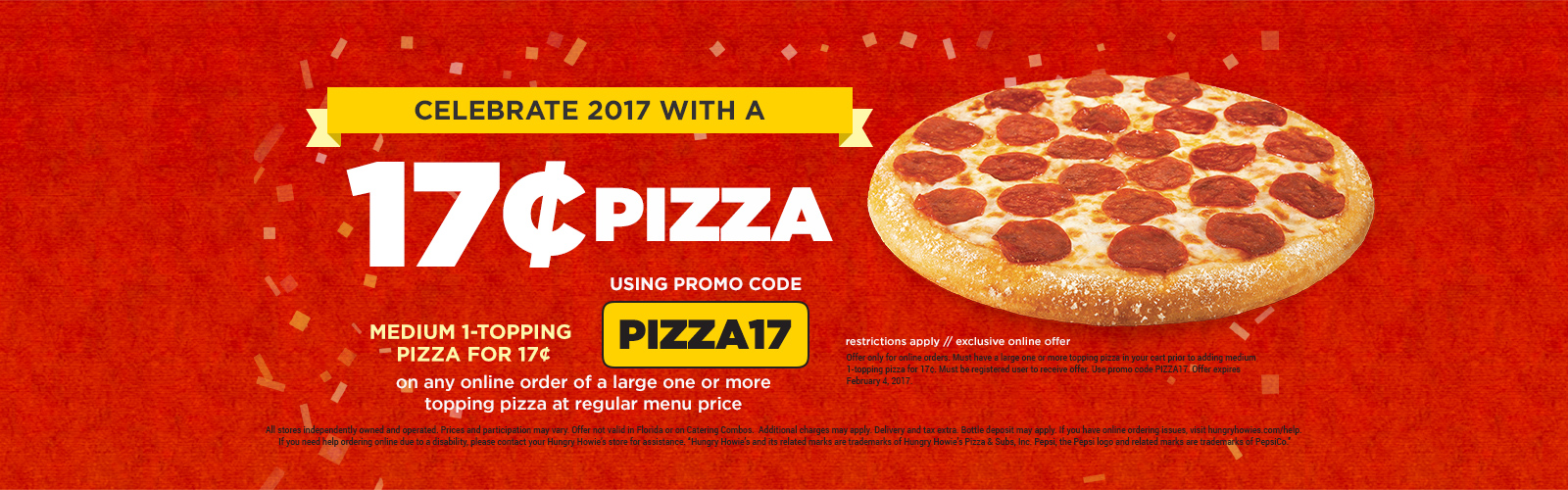 Hungry Howies 17 cents pizza