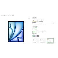 128GB 13" Apple iPad Air M2 Wi-Fi Tablet (Mid 2024, Blue or Space Gray)