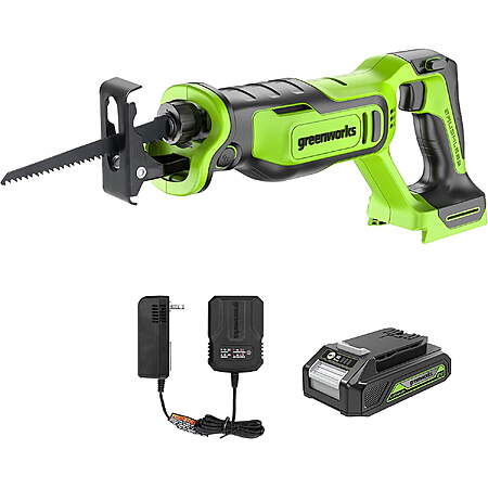 Walmart: Greenworks 24V 1" Brushless Reciprocating Saw Kit w/ 2Ah Battery & Charger $47.99 (Reg $89.99, ~47% Off) + FS [YMMV Coupon]