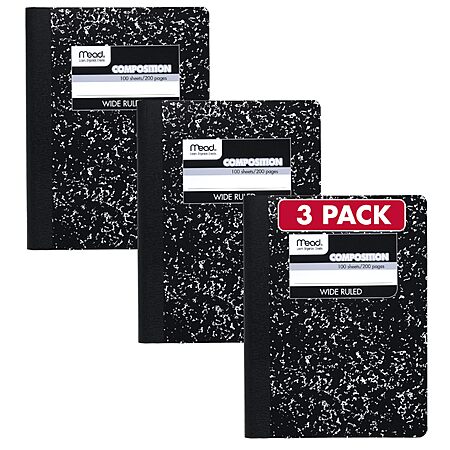 Amazon: Mead Composition Notebooks (3-Pack, Wide Ruled) $6.38 (Reg $20.89, ~69% Off) + FS w/ Prime