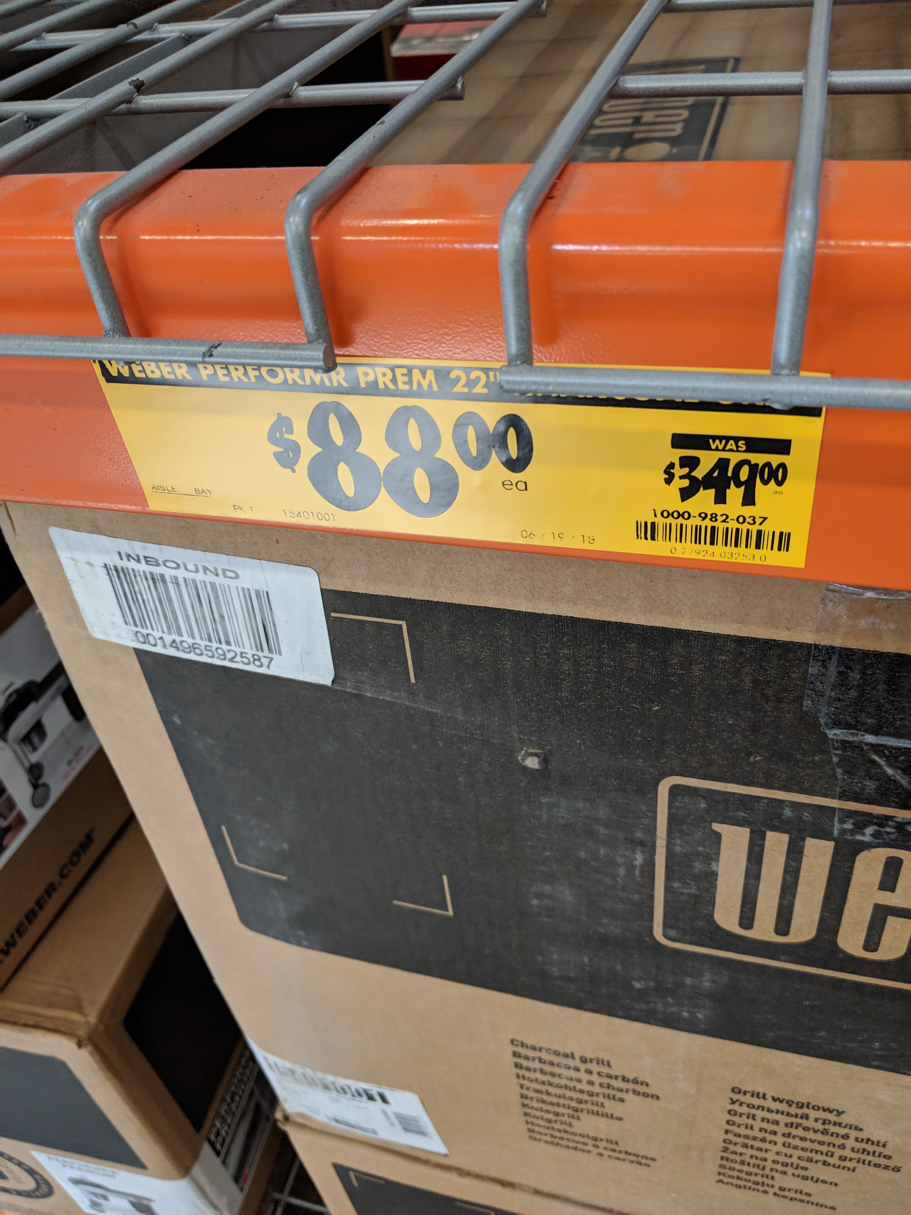 Weber Performer Premium 22" Charcoal Grill Black, Home Depot In-store Clearance $88 YMMV