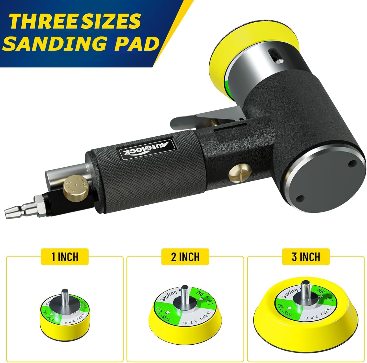 5 Inch Air Random Orbital Sander, Pneumatic Palm Sander Tool With 10 Pcs Sandpapers, Air Sanders For Auto Body Work By Bowd