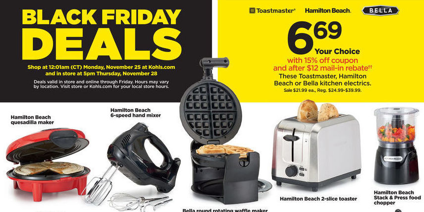 Kohl's Black Friday: Bella Round Rotating Waffle Maker for $6.69 after $12 rebate