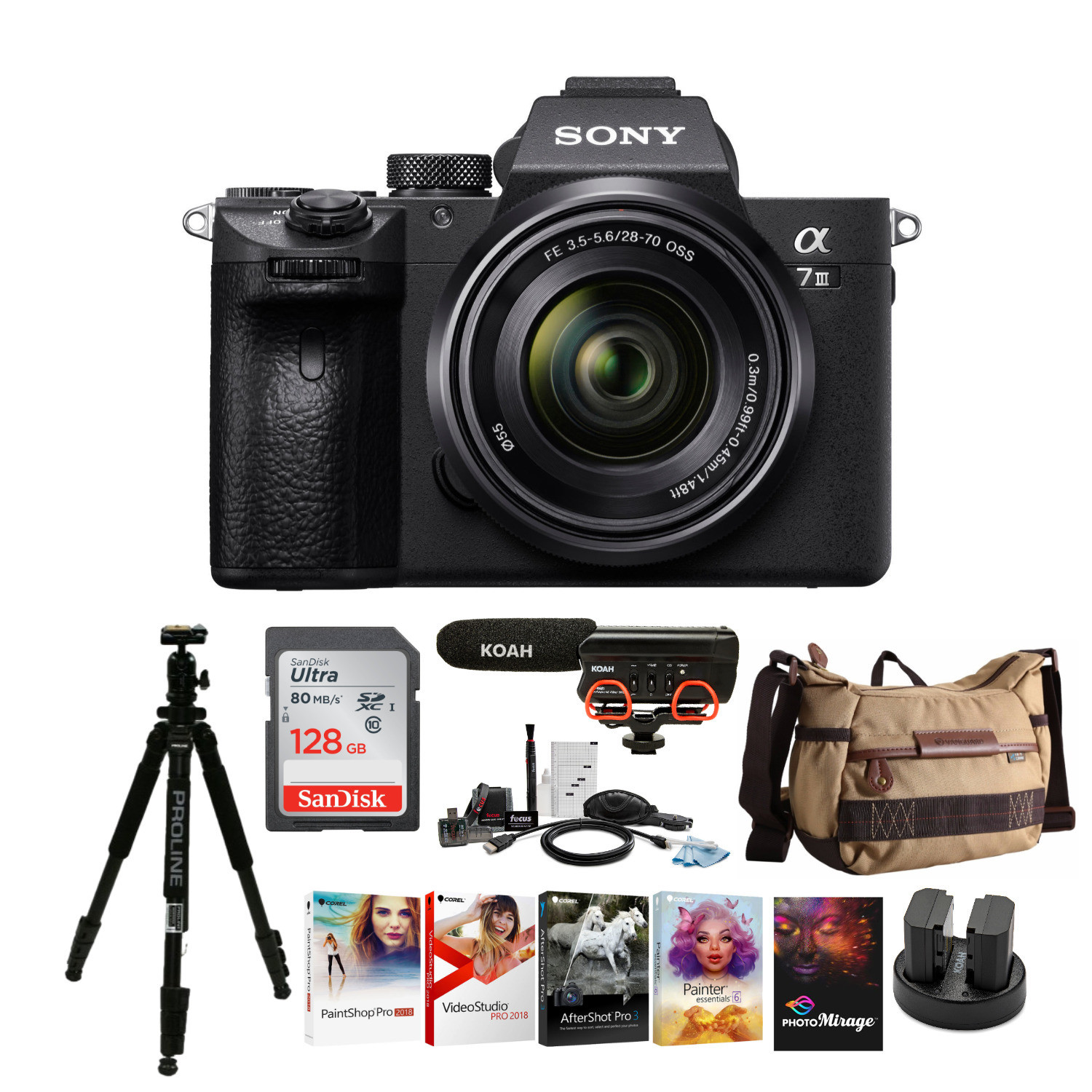 Sony Alpha a7iii Mirrorless Digital Camera with Accessory Bundle- $1798, w/ 28-70mm Lens Accessory Bundle- $1998 + FS