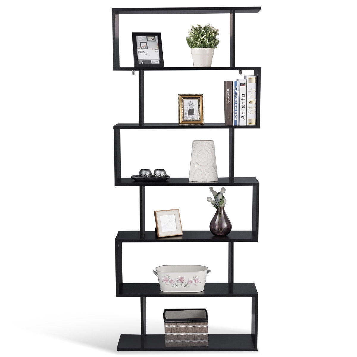 6-Tier S-Shaped Bookcase Z-Shelf Style Storage Bookshelf - $65.95 + Free Shipping