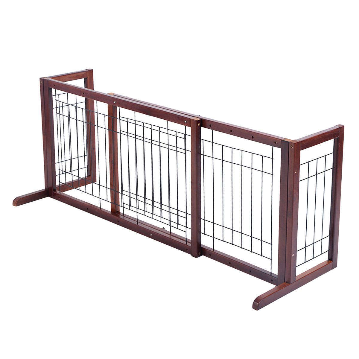 Cosway Wood Gate Adjustable Pet Fence Playpen - $48.95 + Free Shipping