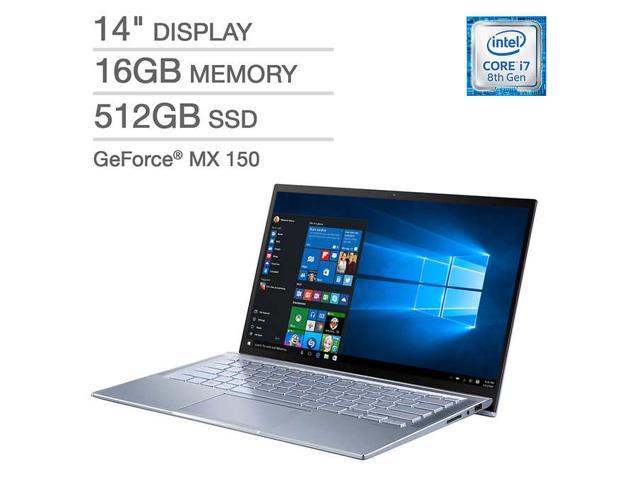 ASUS ZenBook 14 UX431FN-IH74 Ultra-thin and Light 14-inch FHD Laptop, Intel Core i7-8565U, 16 GB RAM, 512 GB PCIE SSD, GeForce MX150, Windows 10, Silver Blue @ $899.99