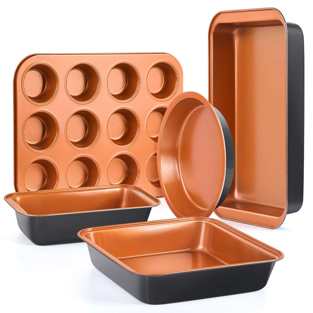 SHINEURI 5-Pieces Copper Bakeware Set $11.50 AC + FSSS