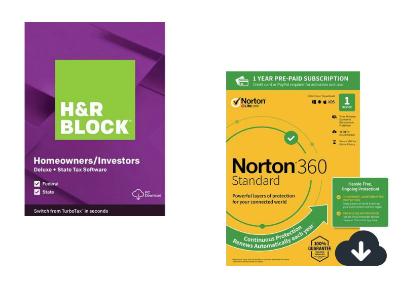 H&R Block Tax Software Deluxe Federal + State Windows Download + Norton 360 for $22.49