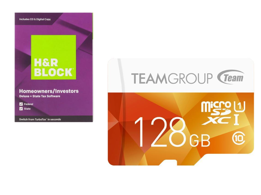H&R BLOCK Tax Software Deluxe w/ State 2019 + 128GB Team Group microSDXC Memory Card $28.98 + FS
