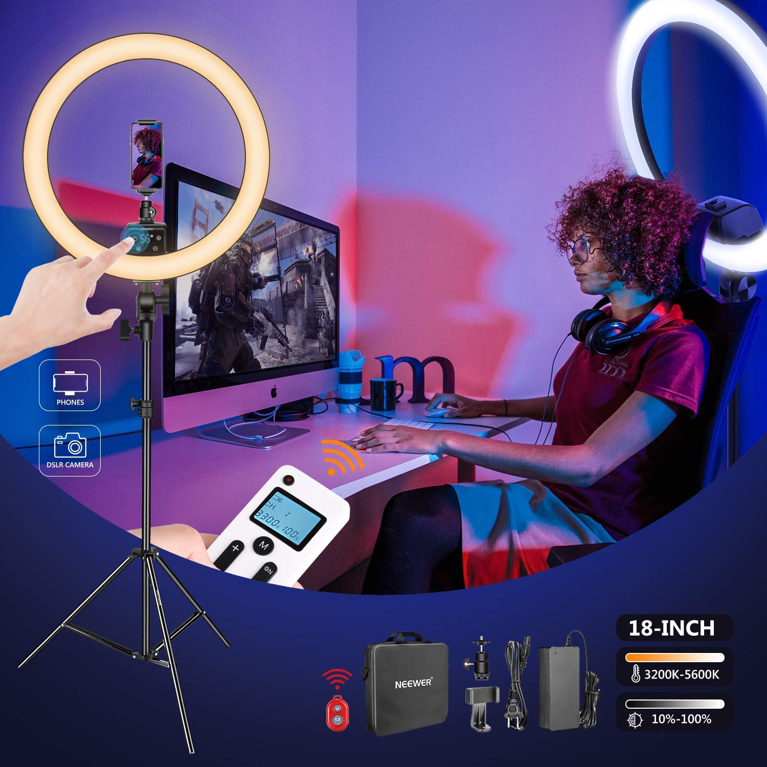 Neewer 18" LED Ring Light Kit 2.4G Remote Version - $65.99 + Free Shipping