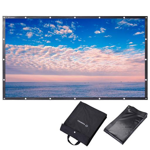 Instahibit 100" 16:9 Portable Front Projection Screen Foldable PVC 3D HD with Holes Home Theater Yard Camping $35.99 + FS