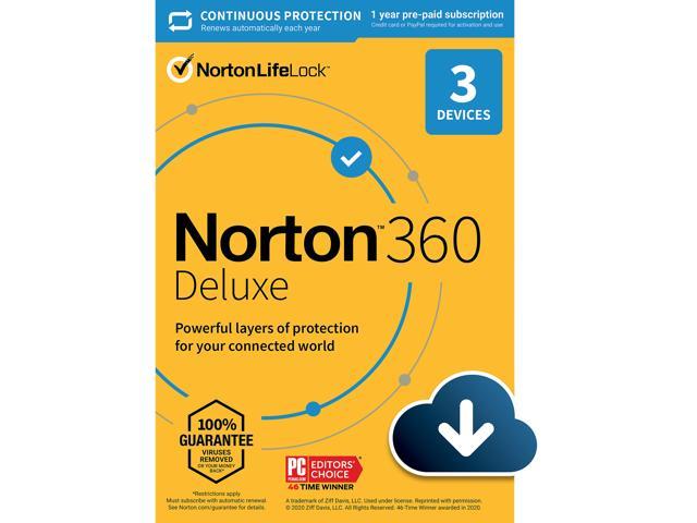 Norton 360 Deluxe - Antivirus software for 3 Devices with Auto Renewal (download) $15.99 AC
