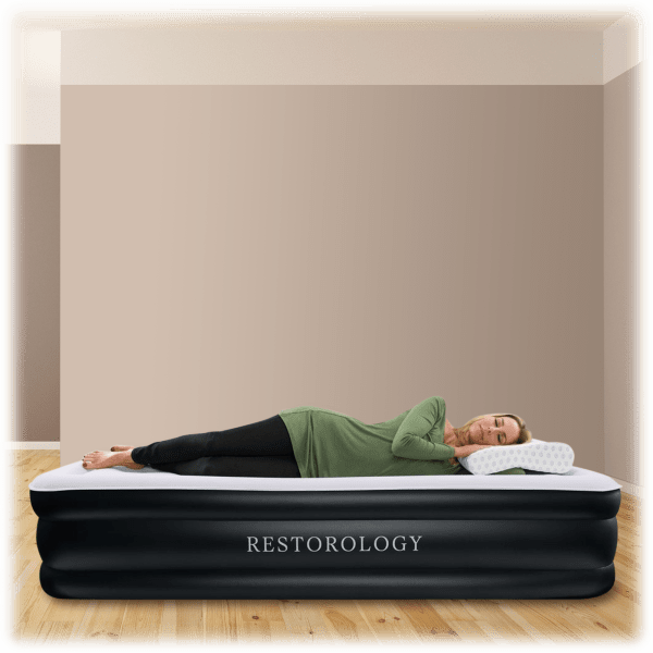 Restorology Queen Size Air Mattress with Air Coil Technology & Built-in Pump $39