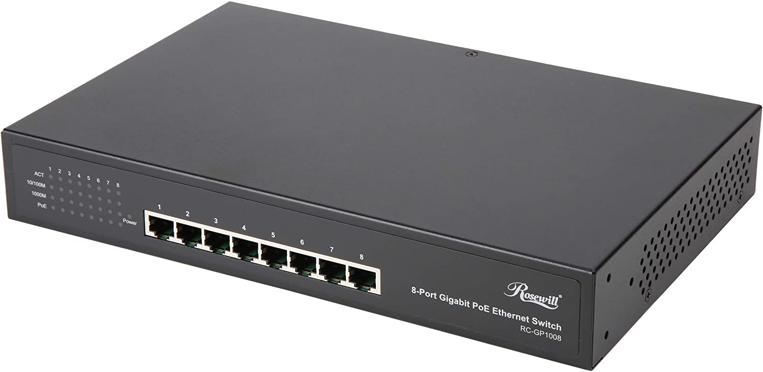 Rosewill - 8-Port PoE+ Network Switch, Unmanaged Gigabit 1000M Ethernet Switch $64.99 + FS