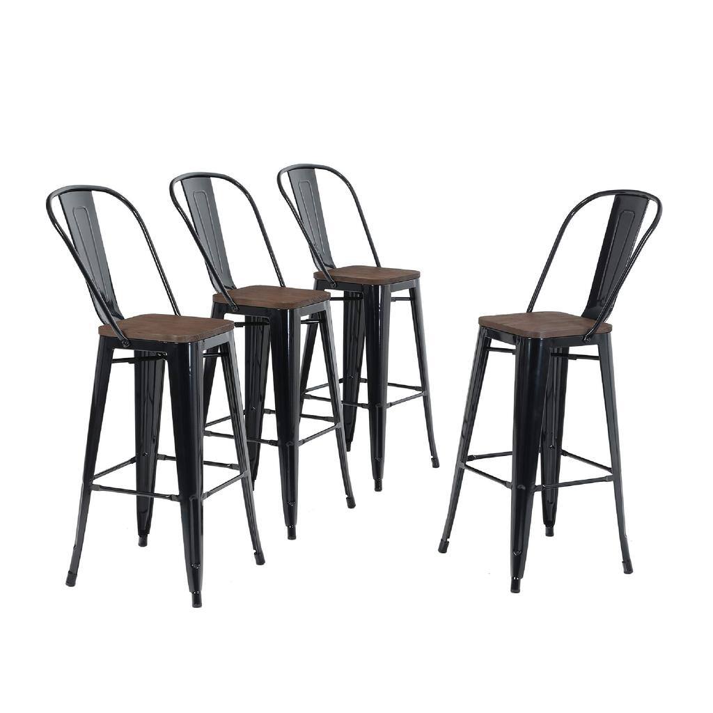Alpha Home 30" High Back Bar Stools with Wood Seat, Set of 4 for $208.99 + FS