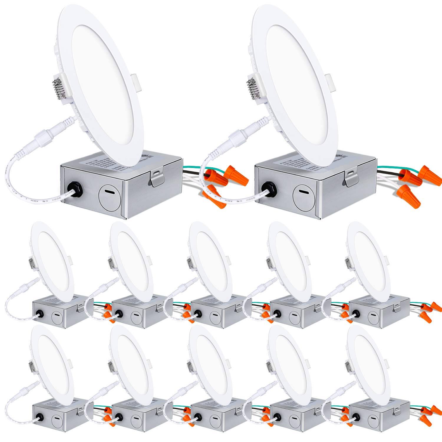12-Pack Hykolity 100-Watt Equivalent Dimmable Canless LED Recessed Downlight 6 Inch: Starting From $69.99 + FS