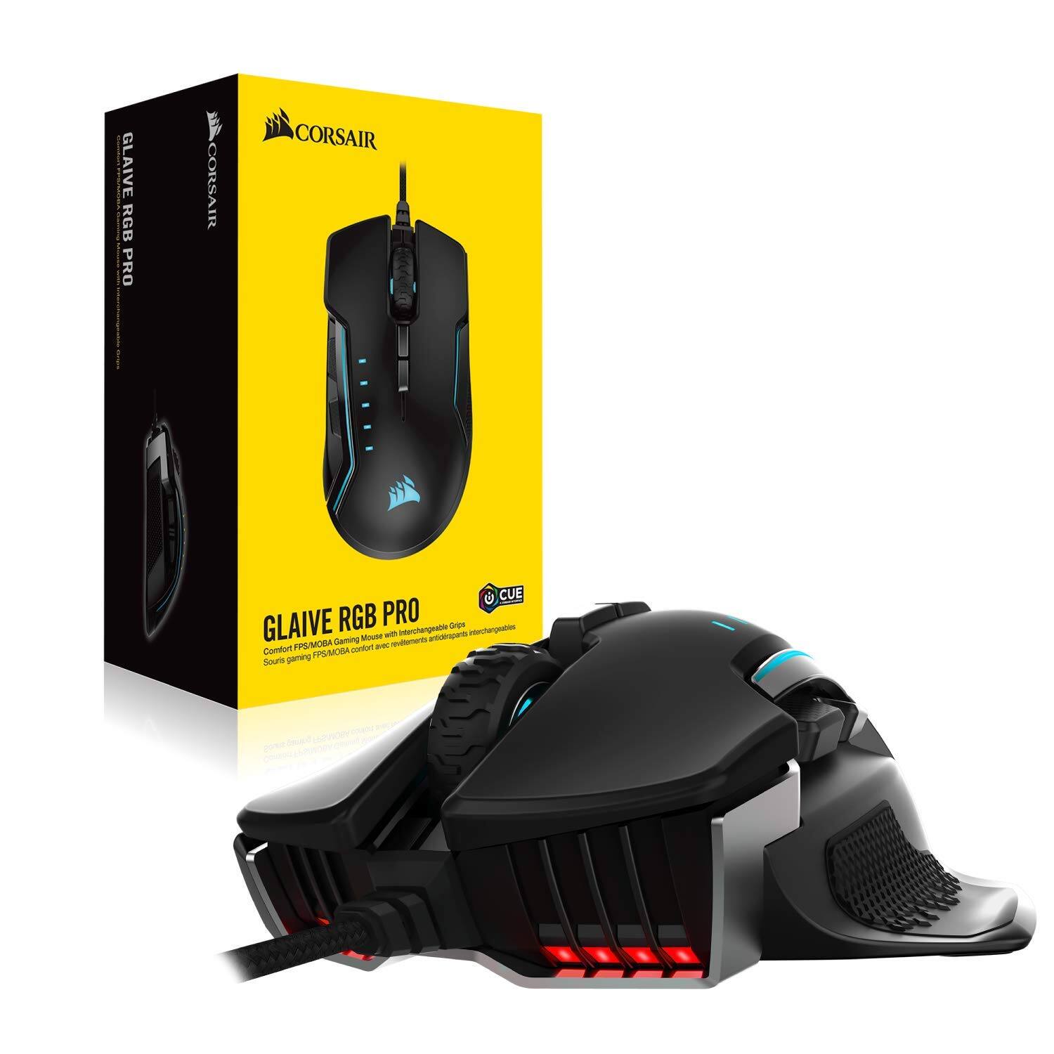 CORSAIR Glaive Pro RGB Gaming Mouse Comfortable & Ergonomic w/ Interchangeable Grips  - $49.99 + FS