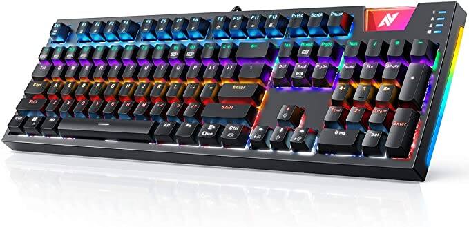 ABKONCORE Gaming Mechanical Keyboard w/ OUTEMU Blue Switches, RGB Side LED and Backlit for $32.39 + FSSS