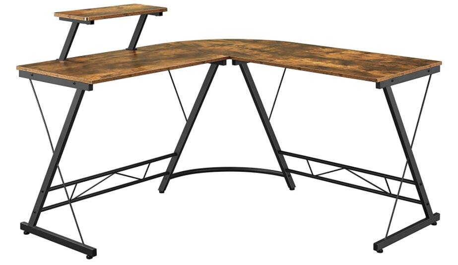 YAHEETECH 51.2 Inch Corner Computer Desk with Monitor Stand, L Shaped Desk with Printer/Shelf (Rustic Brown) $68.39 AC + Free Shipping
