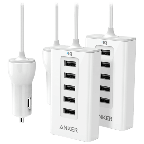 2-Pack Anker 5-Port PowerDrive 50W Car Charging Station $19 + $5 Shipping