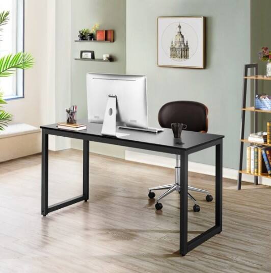 SmileMart 55" Metal Framed Desk with 2 Grommets & 1 Hook for Home Office, Black $66.99 + Free Shipping