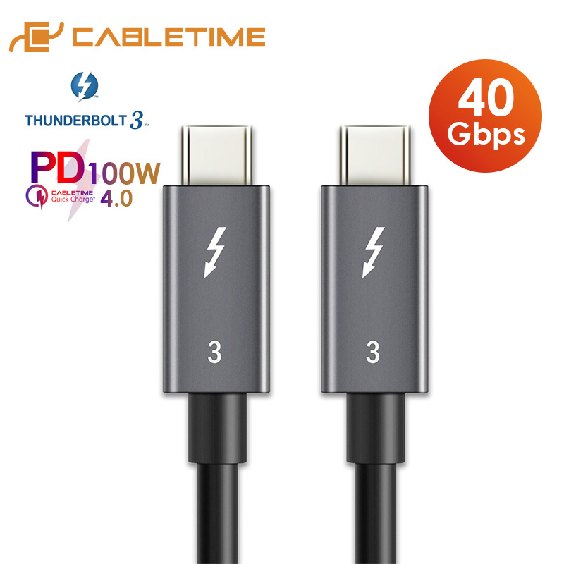 CABLETIM Thunderbolt 3 Cable USB 3.1 Type C to C USB Certified PD 100W 40Gbps Fast USB C Cable for Macbook Pro Quick Charge C024 $13.99